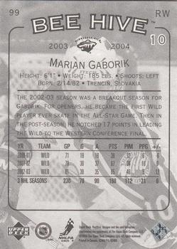 2003-04 Upper Deck Beehive #99 Marian Gaborik Back