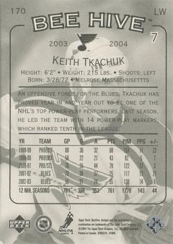 2003-04 Upper Deck Beehive #170 Keith Tkachuk Back