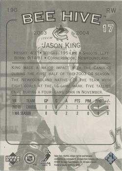 2003-04 Upper Deck Beehive #190 Jason King Back