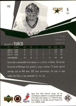 2003-04 Upper Deck Black Diamond #98 Marty Turco Back