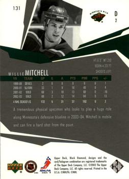 2003-04 Upper Deck Black Diamond #131 Willie Mitchell Back