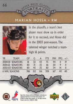 2003-04 Upper Deck Classic Portraits #66 Marian Hossa Back