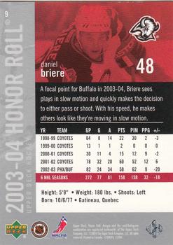 2003-04 Upper Deck Honor Roll #9 Daniel Briere Back