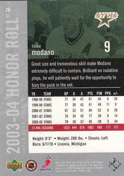 2003-04 Upper Deck Honor Roll #26 Mike Modano Back