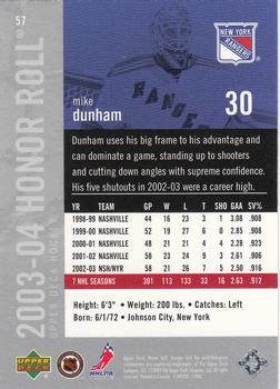 2003-04 Upper Deck Honor Roll #57 Mike Dunham Back