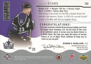 2003-04 Upper Deck Honor Roll #183 Dustin Brown Back