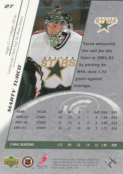 2003-04 Upper Deck Ice #27 Marty Turco Back