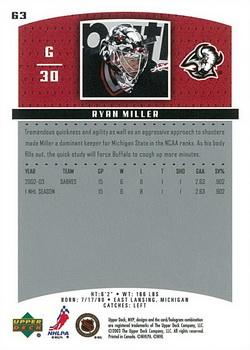 2003-04 Upper Deck MVP #63 Ryan Miller Back