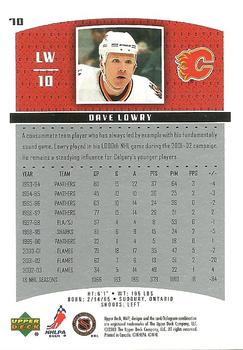 2003-04 Upper Deck MVP #70 Dave Lowry Back