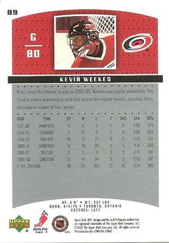2003-04 Upper Deck MVP #89 Kevin Weekes Back