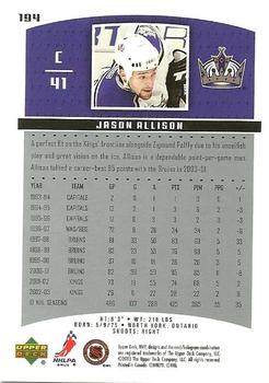 2003-04 Upper Deck MVP #194 Jason Allison Back
