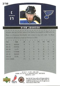 2003-04 Upper Deck MVP #370 Ryan Johnson Back