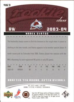 2003-04 Upper Deck MVP #463 Marek Svatos Back