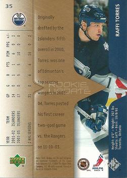 2003-04 Upper Deck Rookie Update #35 Raffi Torres Back