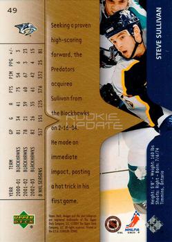 2003-04 Upper Deck Rookie Update #49 Steve Sullivan Back