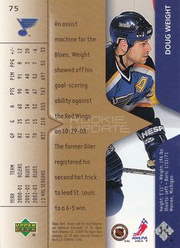 2003-04 Upper Deck Rookie Update #75 Doug Weight Back