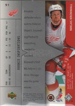 2003-04 Upper Deck Rookie Update #91 Niklas Kronwall Back