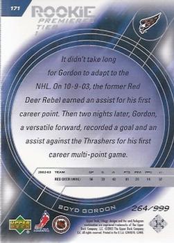 2003-04 Upper Deck Trilogy #171 Boyd Gordon Back