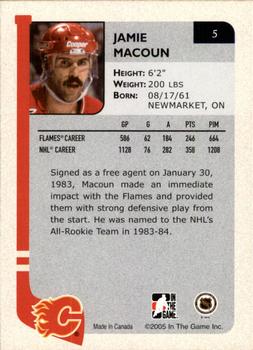 2004-05 In The Game Franchises Canadian #5 Jamie Macoun Back