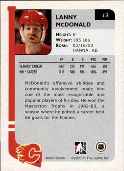 2004-05 In The Game Franchises Canadian #13 Lanny McDonald Back