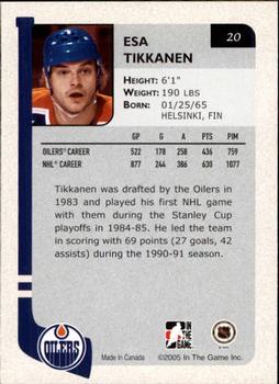 2004-05 In The Game Franchises Canadian #20 Esa Tikkanen Back