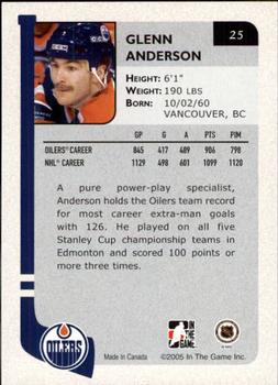 2004-05 In The Game Franchises Canadian #25 Glenn Anderson Back