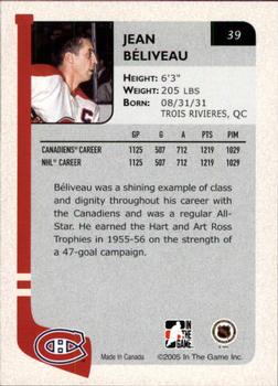 2004-05 In The Game Franchises Canadian #39 Jean Beliveau Back