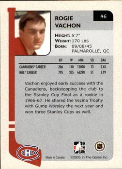 2004-05 In The Game Franchises Canadian #46 Rogie Vachon Back