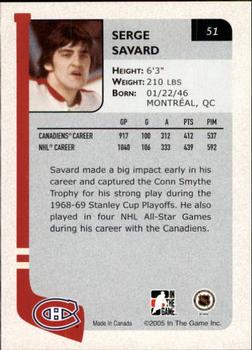 2004-05 In The Game Franchises Canadian #51 Serge Savard Back