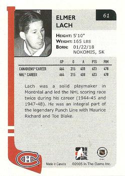 2004-05 In The Game Franchises Canadian #61 Elmer Lach Back