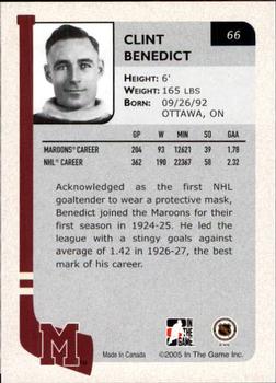 2004-05 In The Game Franchises Canadian #66 Clint Benedict Back
