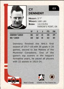 2004-05 In The Game Franchises Canadian #69 Cy Denneny Back
