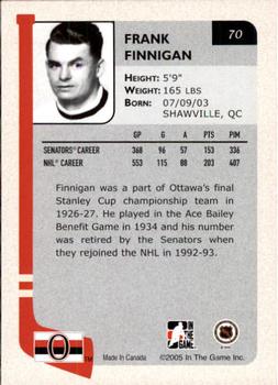 2004-05 In The Game Franchises Canadian #70 Frank Finnigan Back