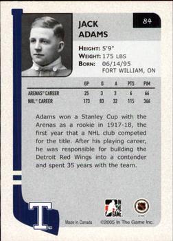 2004-05 In The Game Franchises Canadian #84 Jack Adams Back
