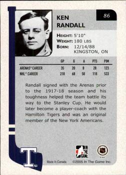 2004-05 In The Game Franchises Canadian #86 Ken Randall Back