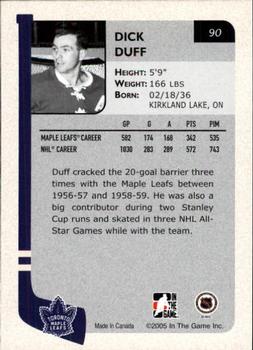 2004-05 In The Game Franchises Canadian #90 Dick Duff Back
