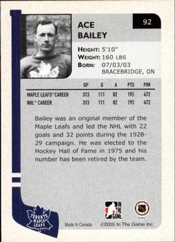 2004-05 In The Game Franchises Canadian #92 Ace Bailey Back