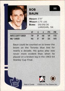 2004-05 In The Game Franchises Canadian #96 Bob Baun Back