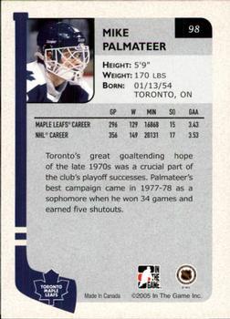 2004-05 In The Game Franchises Canadian #98 Mike Palmateer Back