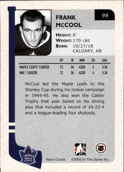 2004-05 In The Game Franchises Canadian #99 Frank McCool Back