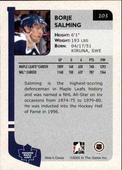2004-05 In The Game Franchises Canadian #103 Borje Salming Back