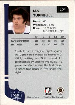 2004-05 In The Game Franchises Canadian #104 Ian Turnbull Back