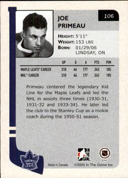 2004-05 In The Game Franchises Canadian #106 Joe Primeau Back