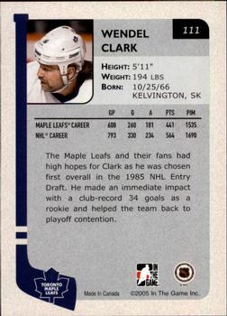 2004-05 In The Game Franchises Canadian #111 Wendel Clark Back