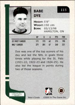 2004-05 In The Game Franchises Canadian #115 Babe Dye Back
