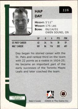 2004-05 In The Game Franchises Canadian #116 Hap Day Back