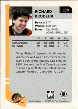 2004-05 In The Game Franchises Canadian #119 Richard Brodeur Back