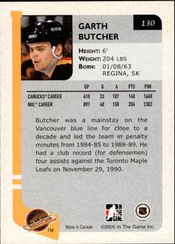 2004-05 In The Game Franchises Canadian #130 Garth Butcher Back