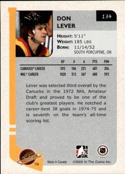 2004-05 In The Game Franchises Canadian #134 Don Lever Back