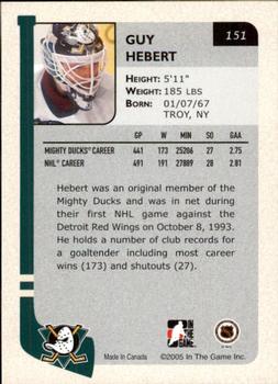 2004-05 In The Game Franchises US West #151 Guy Hebert Back